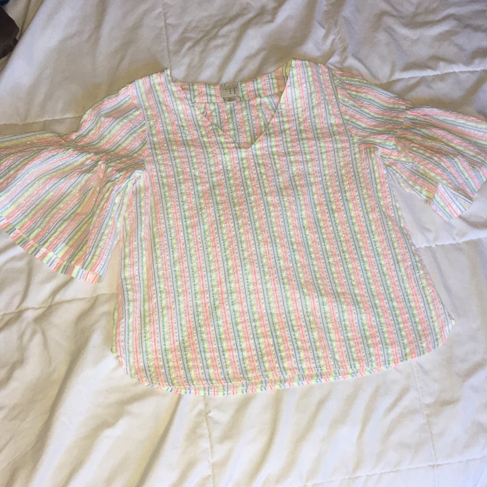 Neon/sparkle stripes blouse